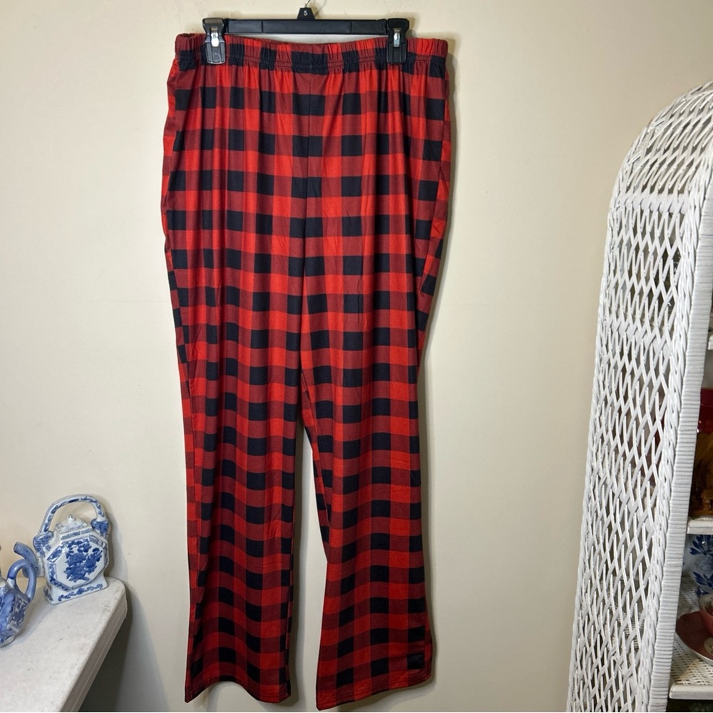 Holiday Pajamas Men’s XL Buffalo Red Black Check Pant Merry Christmas Text Shirt - Picture 2 of 11